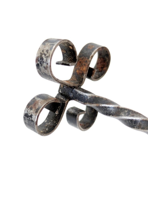 Image 1 of Set of 6 Midcentury Wrought Iron Knife Rests, French Brutalist, Spanish Revival Style, 1970s