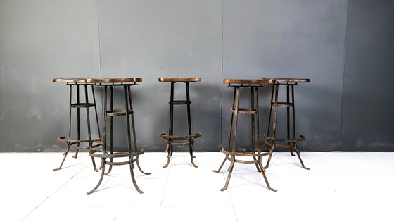 Image 1 of Vintage Brutalist Bar Stools, Set of 5 - 1970s
