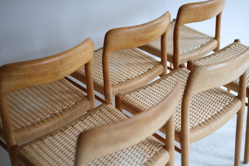 Set aus 6 Esszimmerstühlen, Modell 75, Niels Otto Møller