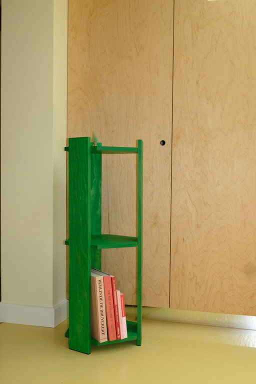 Columna de Libros Alta Hecha a Mano / Estantería Vertical – Verde Transparente