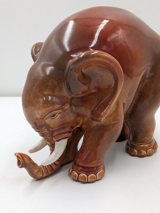 Image 1 of Richard Ginori, Giovanni Gariboldi - Statuette - Eléphant - Majolique