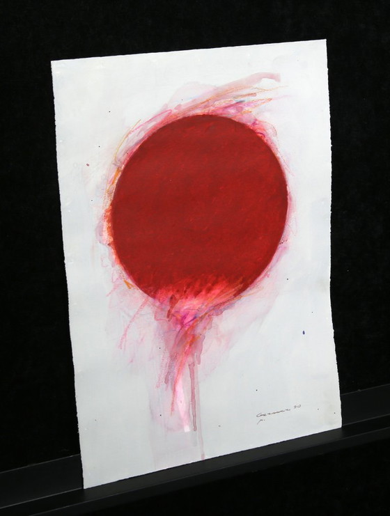 Image 1 of Spazi piatti, Roter Kreis - Bernd Berner, Gouache Kunst aus 1990