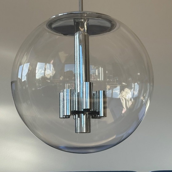 Image 1 of 2 lámparas de Limburg Glashütte * Enorme lámpara de techo de diseño * Lámpara de globo de la era espacial - Bauhaus - rareza
