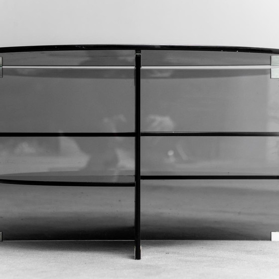 Vintage ronde salontafel van gerookt Parsol kristal – Geregistreerd Design, Italië, jaren 70 – Masiero (photo 2 of 9)