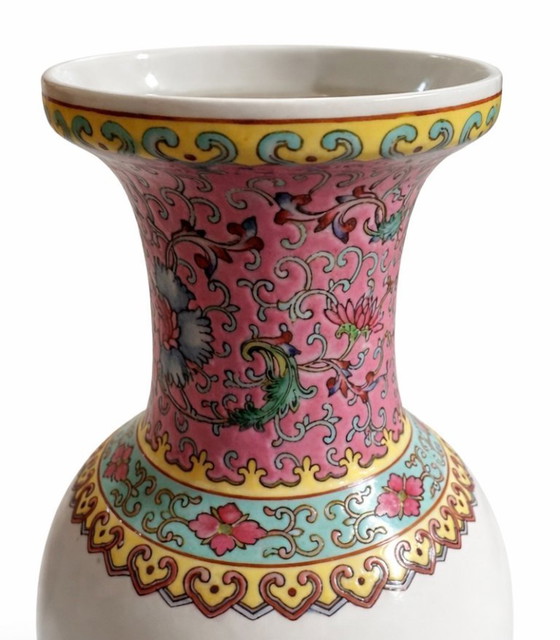 Image 1 of Famille Rose style Chinese porcelain vase, 1970s