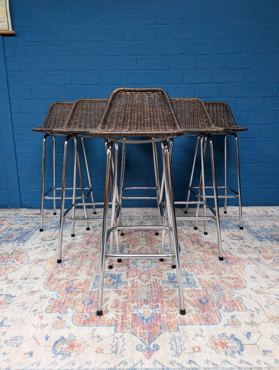 Vintage Barkruk, Dirk Van Sliedregt Voor Rohé Noordwolde, Jaren 60 – Barkrukken, Rattan (photo 10 of 20)