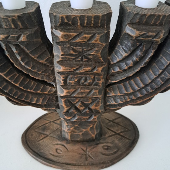 Image 1 of Wooden candlestick Scandinavian vintage