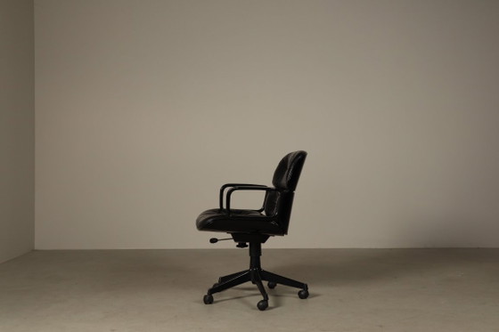 Ennio Fazioli “Parioli” Executive Bürostuhl für MIM Roma, Italien, 1970s – Bürostühle, Leather, Plastic (photo 6 of 16)