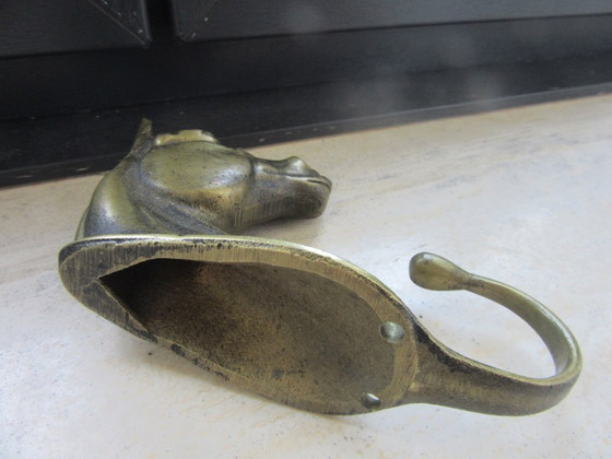 Image 1 of Gancio appendiabiti vintage in ottone a forma di testa di cavallo (rif. 110726010)