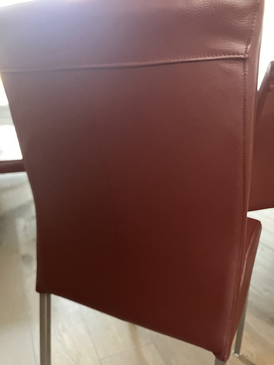 Image 1 of 8 sedie da pranzo in pelle rossa Toledo in pelle