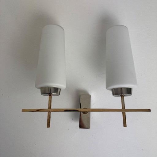 Vintage dubbele wandlamp "Maison Arlus" uit de jaren 1950