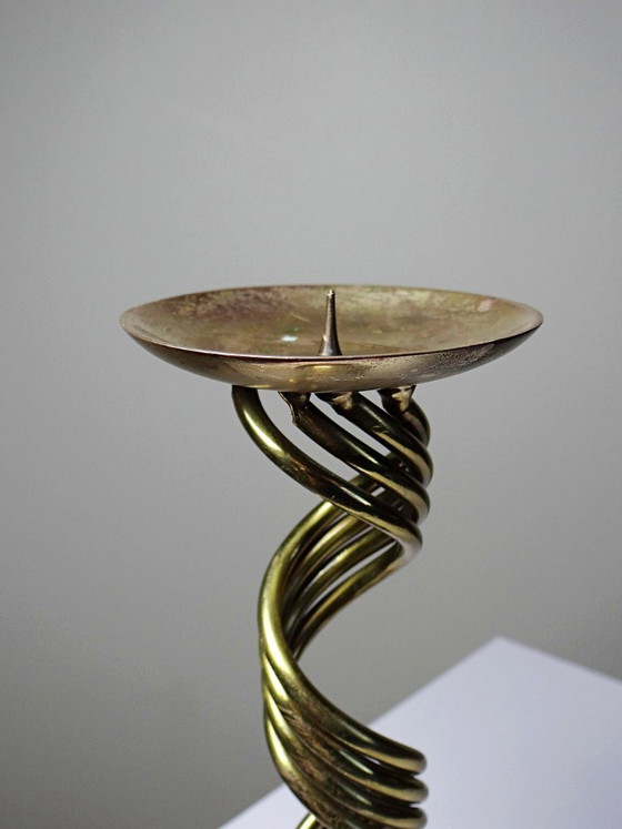Image 1 of Bougeoir en laiton torsadé "Barley Twist" Mid-Century moderne, 1950-1970
