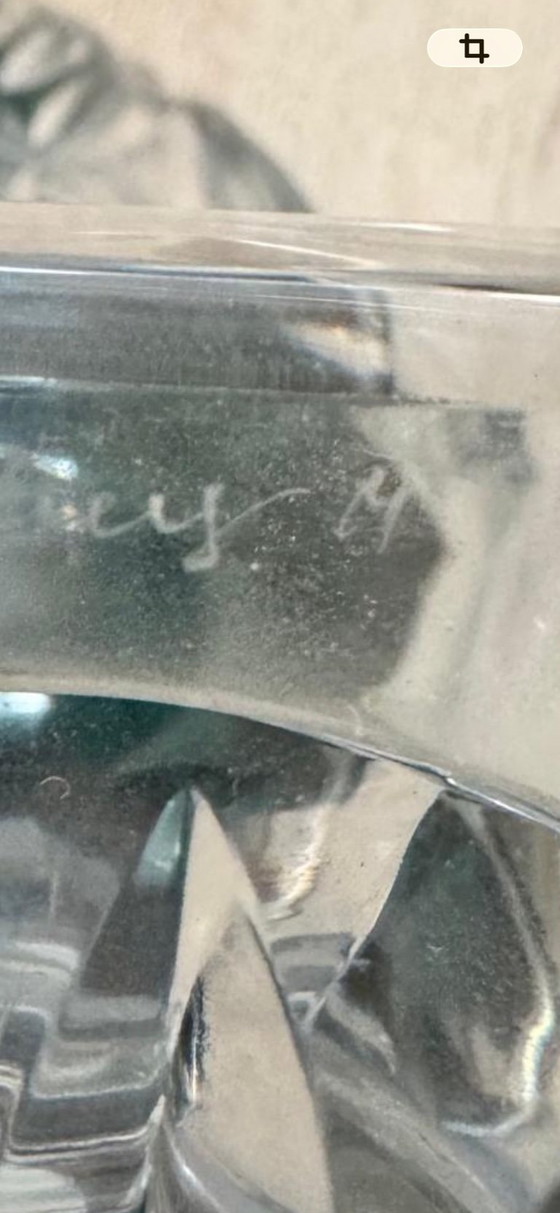 Geschliffene Kristallvase, grün, Val Saint Lambert, Vasen, Klassiek (Foto 4 von 5)