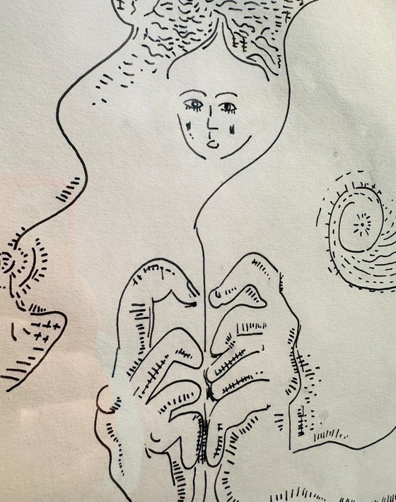 Image 1 of Vintage framed lithograph "Le Fil d'Ariane" by André Masson, France 1970