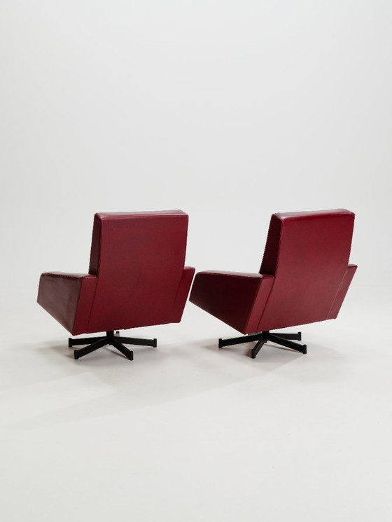 Image 1 of Paire de fauteuils lounge vintage rouges Skai style rockabilly, années 50