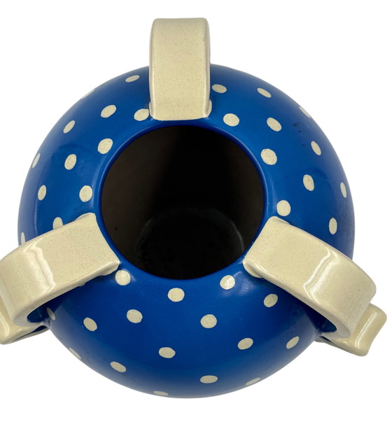 Image 1 of Art Deco blue ceramic vase, Rometti, Umbertide Italy 1930s