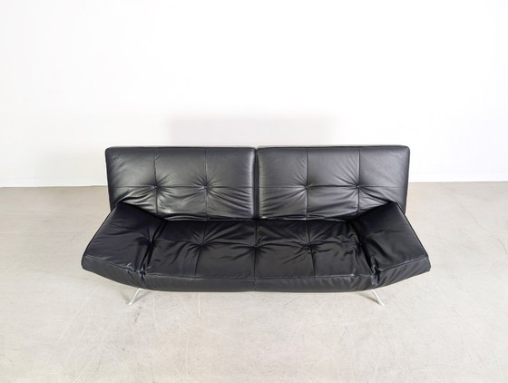 Image 1 of Sofá Smala de Ligne Roset original, de piel negra, diseño francés.