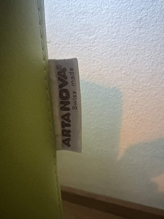 Image 1 of Ensemble de 2 fauteuils Artanova – Design suisse – Cuir vert citron de haute qualité