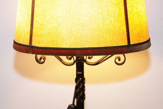 Image 1 of Lampe Beistelllampe Eisen Kunstleder 73cm Vintage