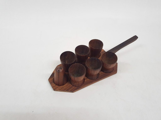 Vintage teak egg cups, Denmark 1950's