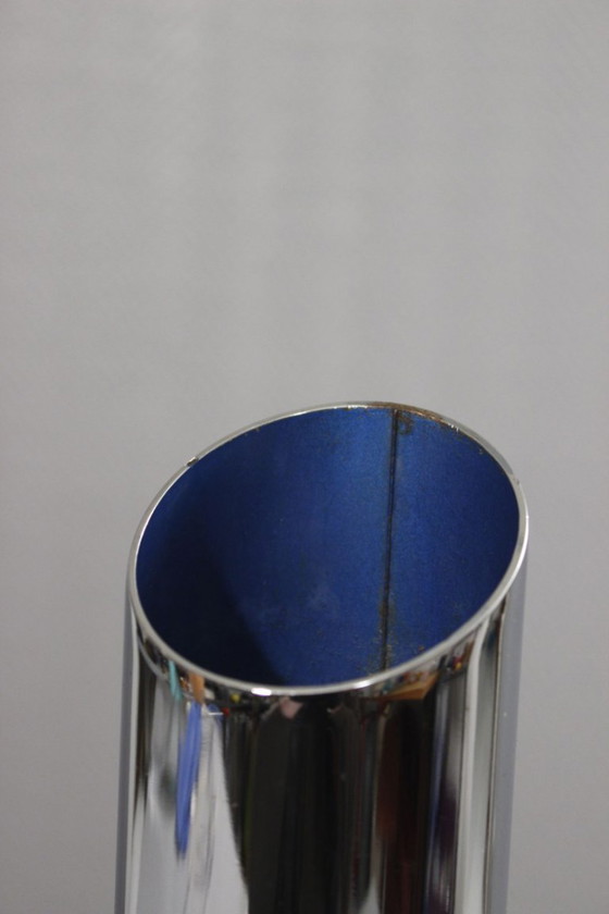 Image 1 of Vintage modernist cylindrical vase in chromed steel by Allegri Arredamenti Metallici, 1970
