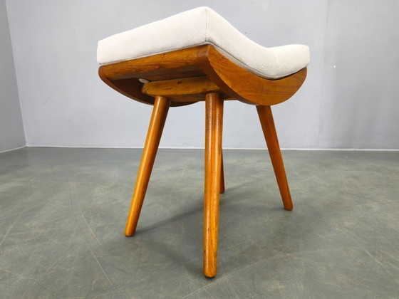 Image 1 of Pair of Mid Century Maple Wood Stools, 1960s Czechoslovakia