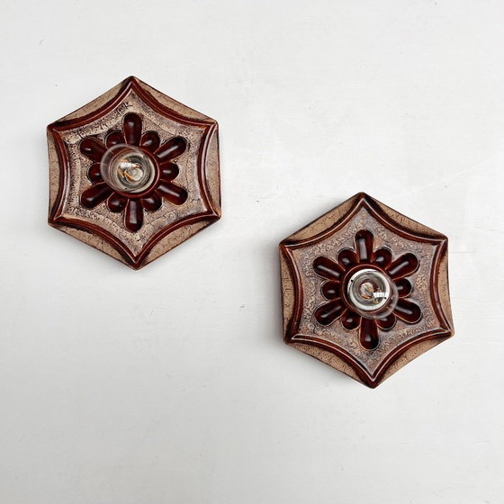 Image 1 of Juego de dos lámparas de pared Hustadt Leuchten, años 70