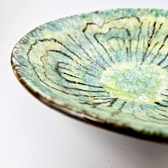 Image 1 of Mid-century Modern Art Pottery Deep Plate From 1970s | Vintage Hand-painted Ceramic Home Decor Plate From Hungary | 23.5cm 