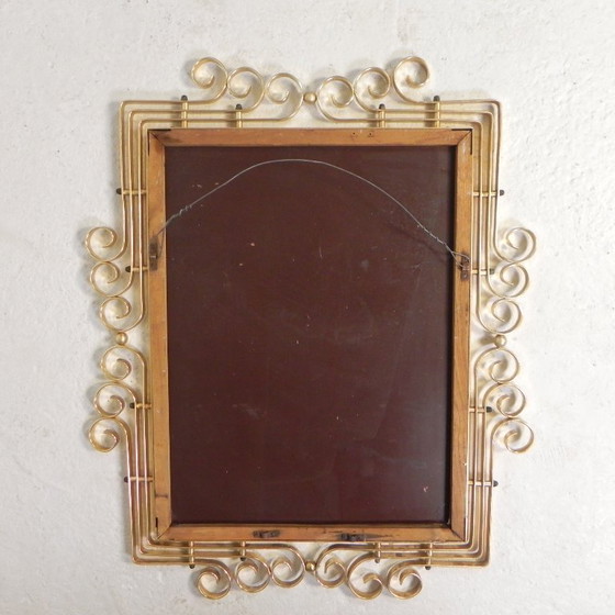 Image 1 of Vintage geslepen spiegel in aluminium frame, jaren 50