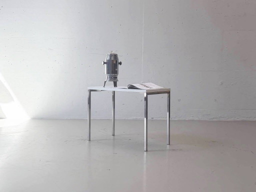 Table d'appoint Victoria vintage avec structure chromée – années 1970/80 – bijzettafels, Chrome, Wood
