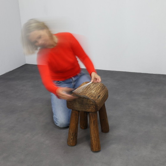 Image 1 of Vintage Stool Primitive Brutalist Folkart Style