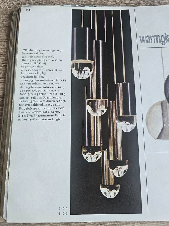 Raak Amsterdam - B 1015 - 'Bullet' Pendelleuchte - Aluminium - Kristall - Holland - 60er Jahre (photo 9 of 9)