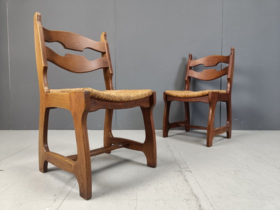 Image 1 of Vintage Oak And Wicker Dining Chairs, 1960S