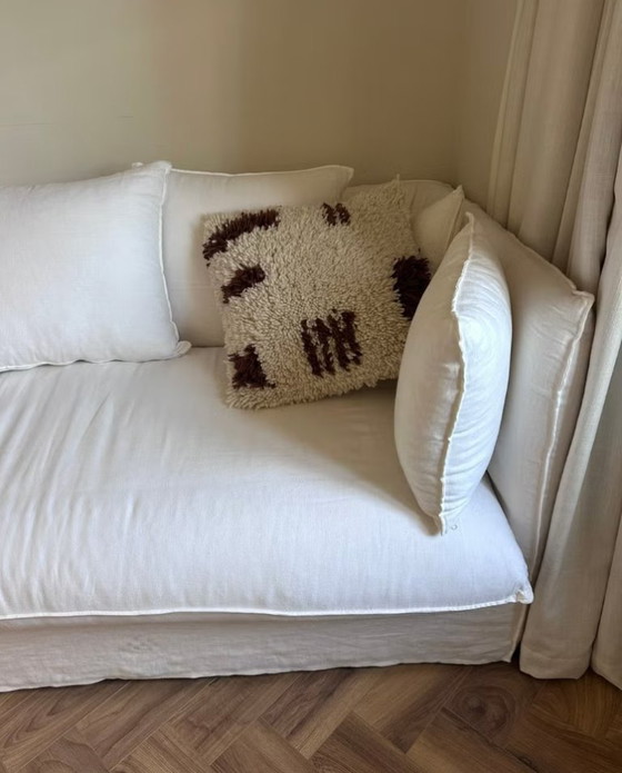 Divano letto in lino Louvain Maisons du Monde, Divani 3 posti, Tessile, Crema, Modern (foto 3 di 11)