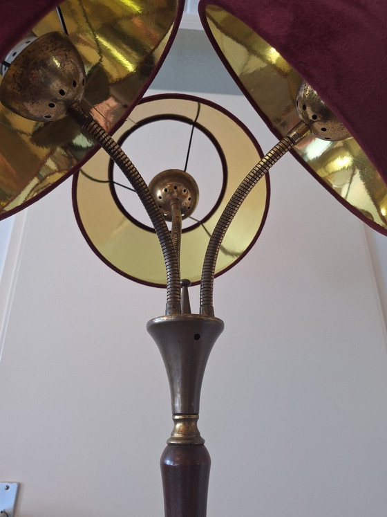 Lampadaire de style mid-century avec abat-jour en velours – Velvet, Wood (photo 5 of 8)