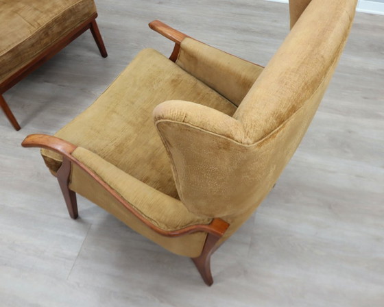 Image 1 of 1950s Camea Italian reclining armchairs dralon velvet, set of 2