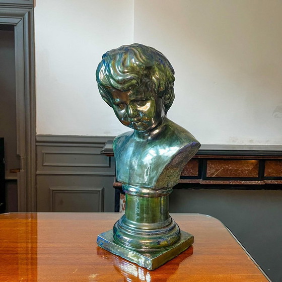 Buste van een jonge jongen in gezouten steengoed door Louis Gustave Cambier & Roger Guérin, 1925 (photo 3 of 21)