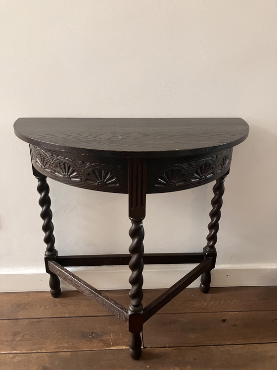 Image 1 of Tavolino laterale in legno marrone/nero antico