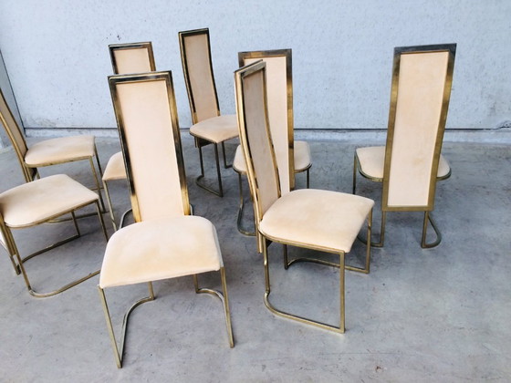 Image 1 of Set di 8 sedie da pranzo Hollywood Regency Design di Belgo Chrom, anni '70