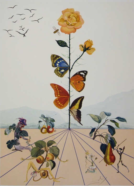 Salvador Dali : Flordali, La Rose Papillon, Lithographie Originale Signée – Lithographies et sérigraphies (photo 6 of 6)