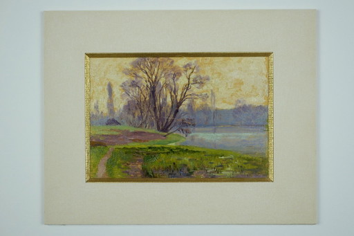 Henri ROSIER, Ponds of Ville d'Avray. Framed oil on paper.