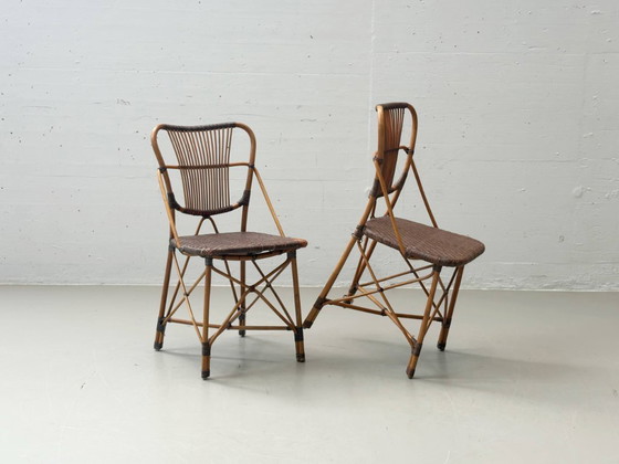 Image 1 of Set of 2 vintage designer chairs by Yuzuru Yamakawa made of bamboo