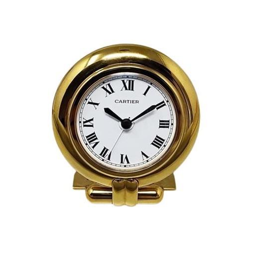 1990s Gorgeous Cartier alarm clock pendulette "Colisee". Made in France