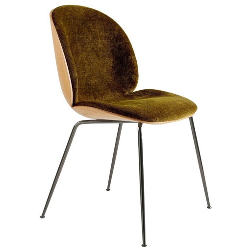 Sedia Gubi Beetle in rovere / Mumble 40, base cromata nera