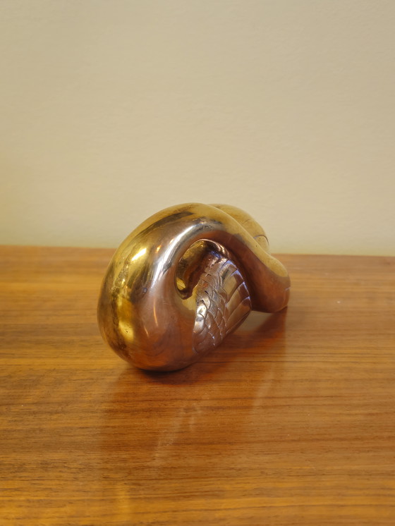 Image 1 of Vintage Zware Messing Zwanen Zwaan Vogels Beelden