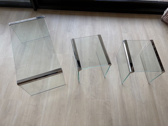 Image 1 of Galotti & Radice glass coffee table set (3)