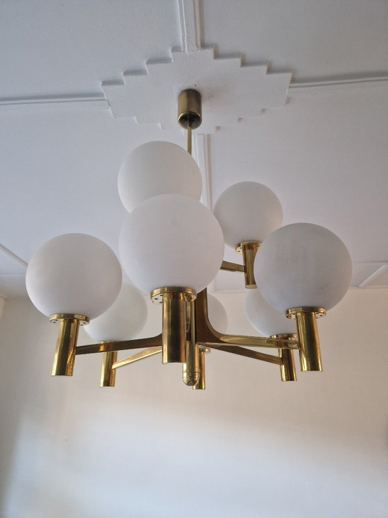 Lampada a sospensione vintage - Anni '50 a '60 - Italia – Lampade a sospensione, Vetro, Ottone (photo 4 of 15)