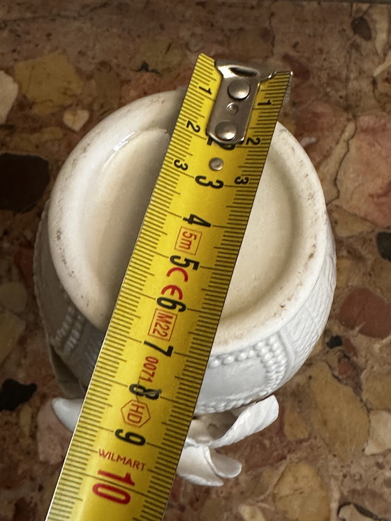 Image 1 of Vintage white ceramic and majolica vase H 21 cm