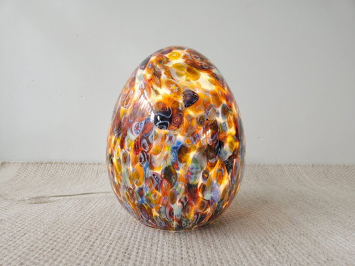 Impressive XL Ilu di Vetro glass floor lamp with colorful colors and motifs, Millefiori lamp, vintage glass colorful egg lamp