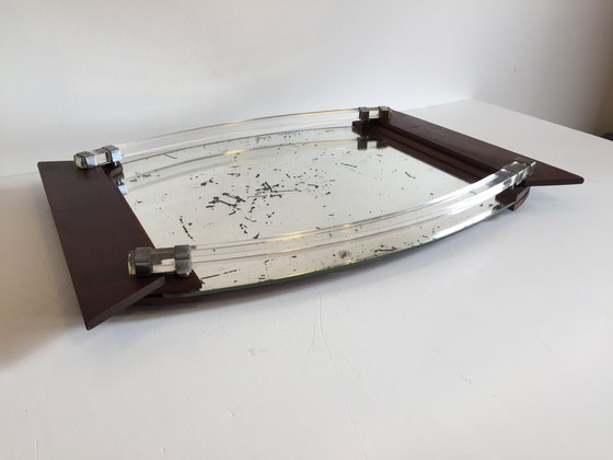 Image 1 of Specchio Art Déco e vassoio in legno Francia